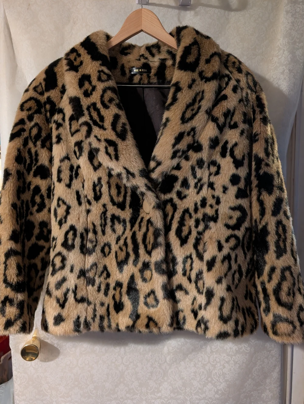 Faux Fur Leopard Car Coat Vintage? Silky Lining - Picture 3 of 16